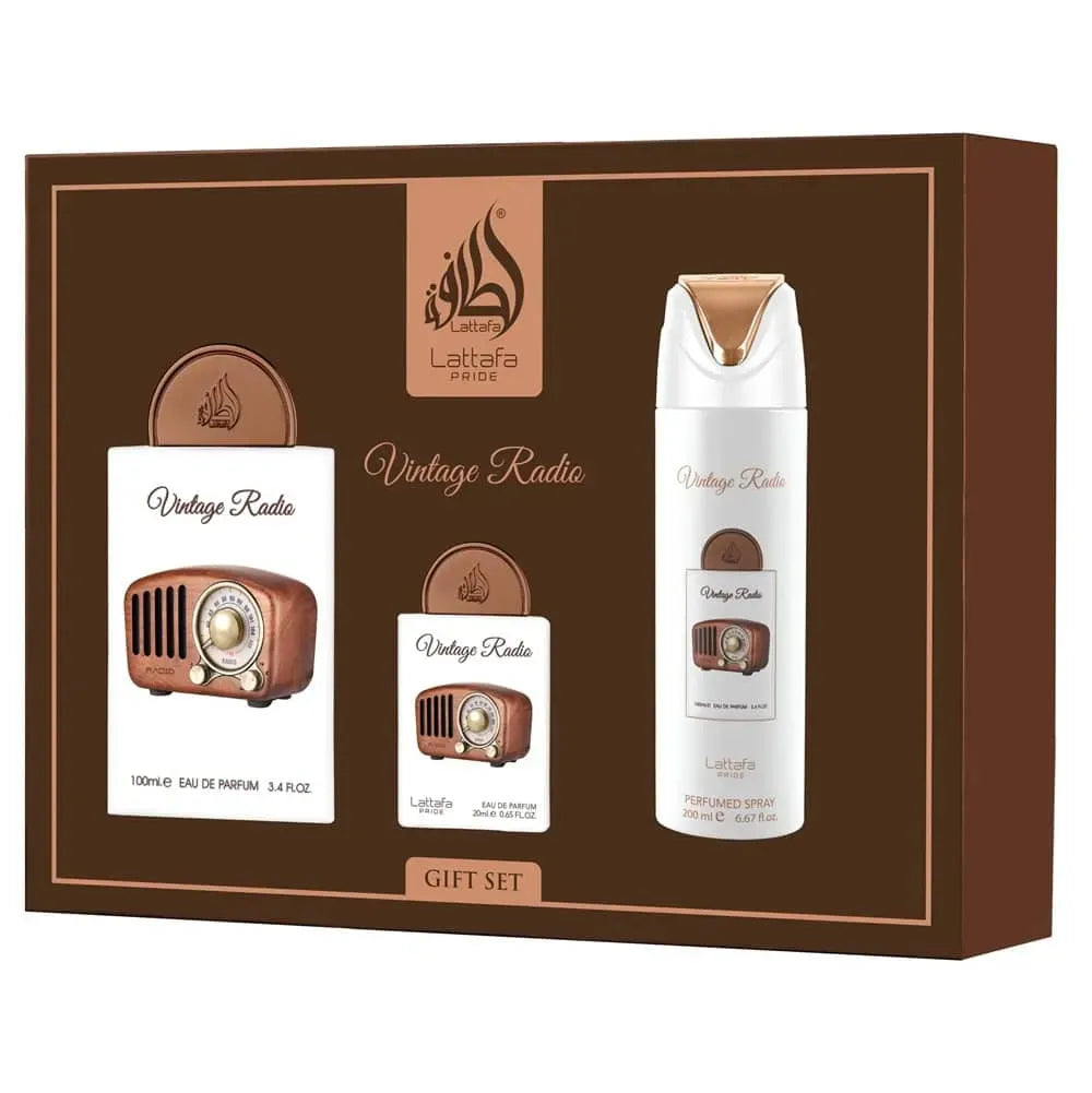 Giftset Vintage Radio 3pcs - LATTAFA P 100ml + 200ml + 20ml Lattafa Pride